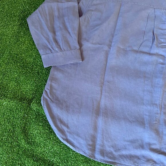 Uniqlo Women's Button Front Linen-Blend Band Collar 3/4-Sleeve Gray Shirt Size M - Picture 10 of 11